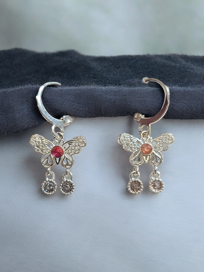 Tourmaline Butterfly Hoop Earrings (Multiple Colors)