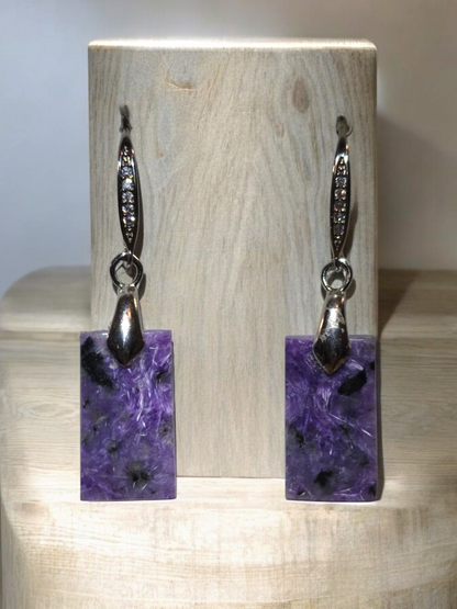 Charoite Drop Earrings and Pendant Set