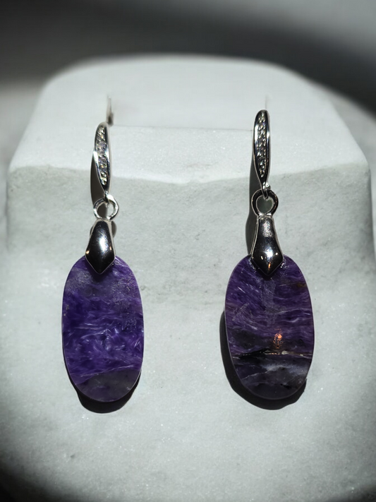 Charoite Drop Earrings