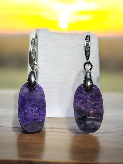 Charoite Drop Earrings