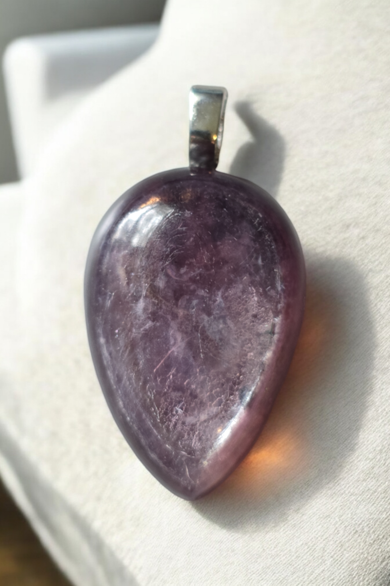 Purple Mica Pendant  With Braided Leather Necklace