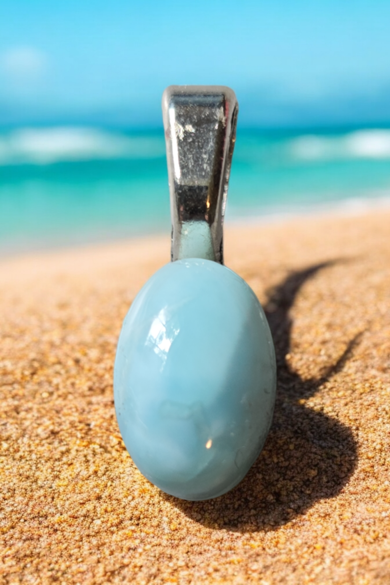 Silver Alloy Larimar Pendant (11.5x8 mm)