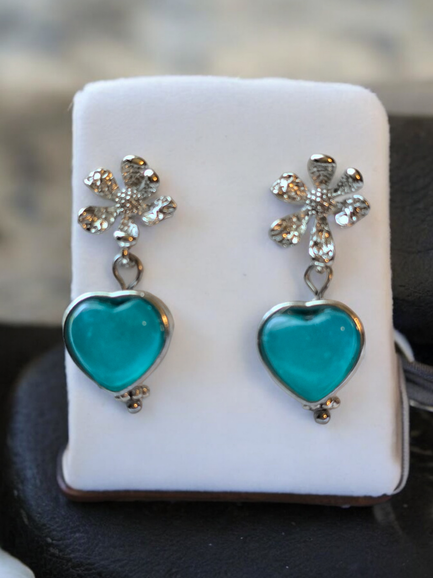 Amazonite Crystal  Stud Earrings with Dangles