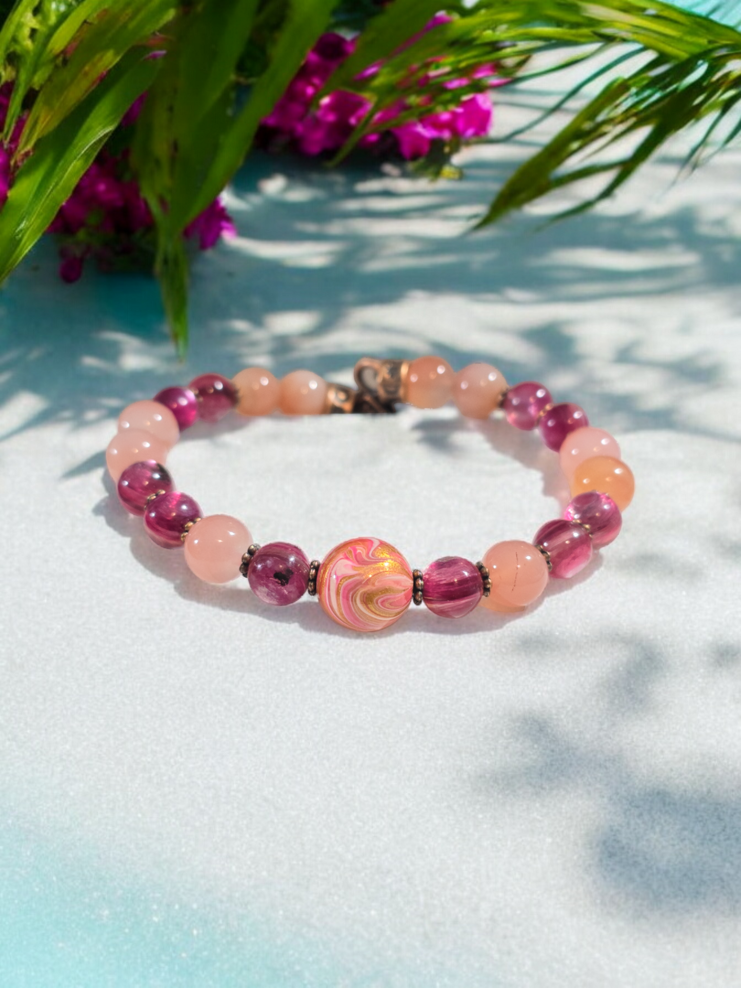 Yuan Yuan, Mica, Asai and or Shell Crystal Bracelet with DaQi Focal Bead. See available options