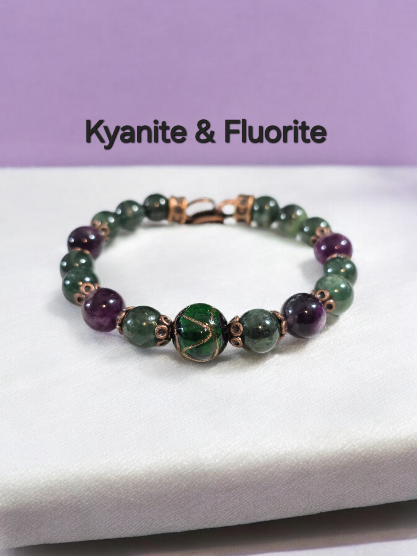 GREEN Variety Mica, Jade, Emerald and or Fluorite Bangle Bracelet with Handmade Glass Focal Bead. 3 Available.