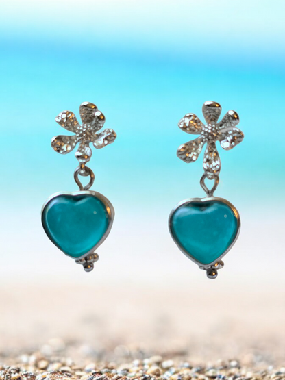 Amazonite Crystal  Stud Earrings with Dangles