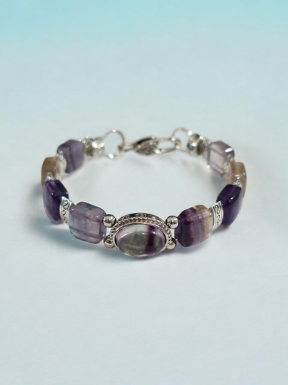 Flourite Treasure Box double wire  Bracelet with Heart Clasp. 4 to choose from.