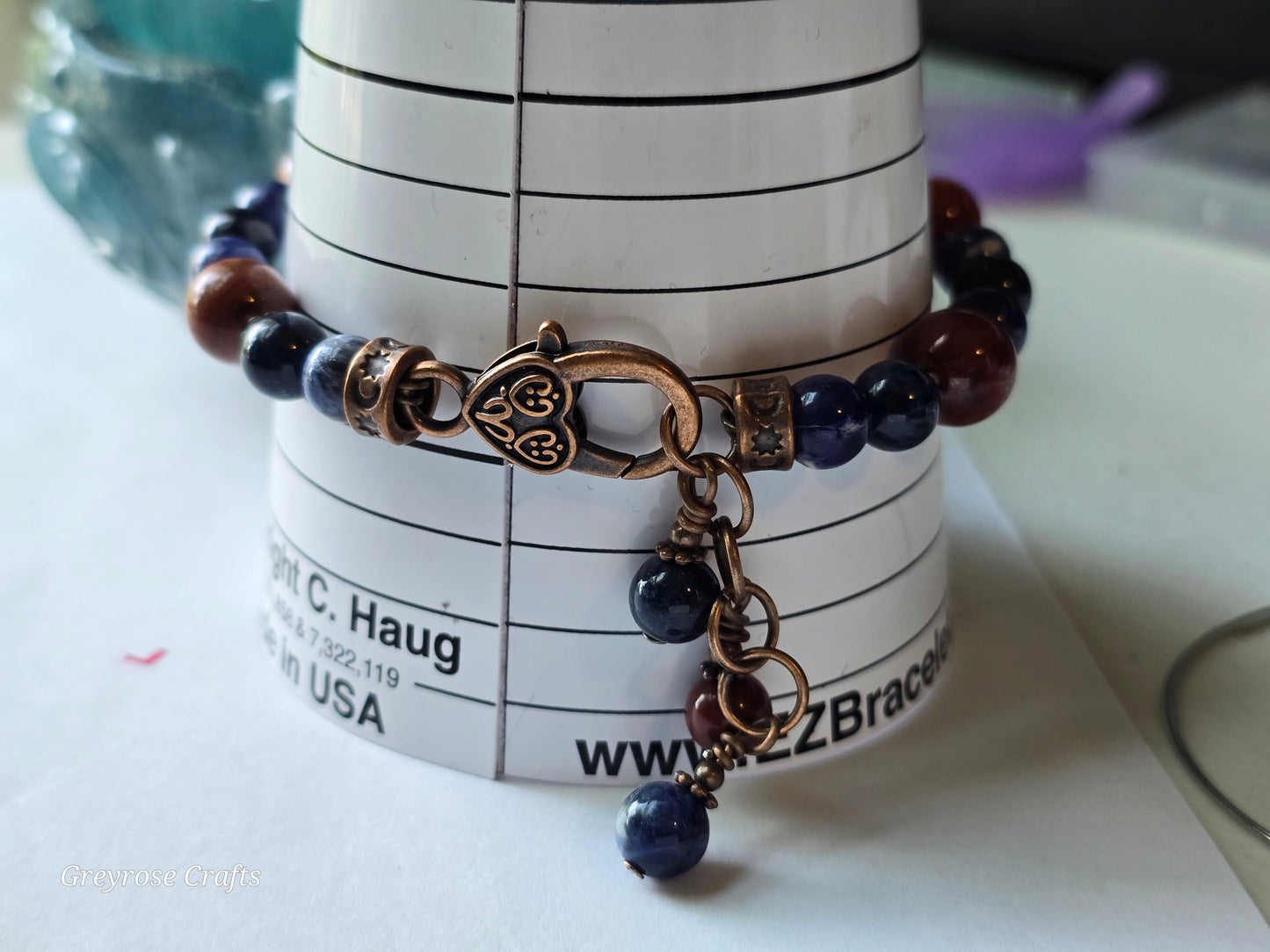 Red Jasper, moon and sodalite bracelet.