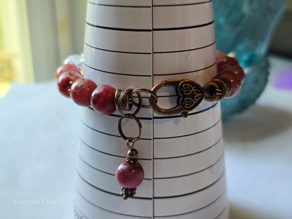 Rhodonite and Crackle Quartz Bracelet