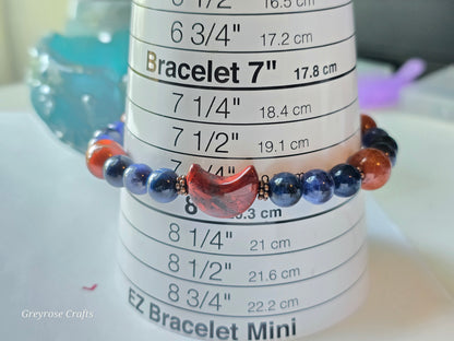 Red Jasper, moon and sodalite bracelet.