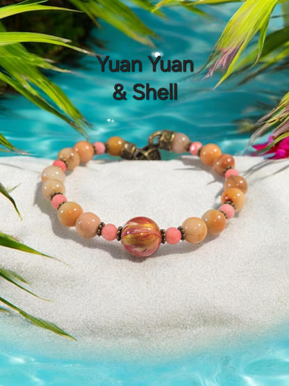 Yuan Yuan, Mica, Asai and or Shell Crystal Bracelet with DaQi Focal Bead. See available options